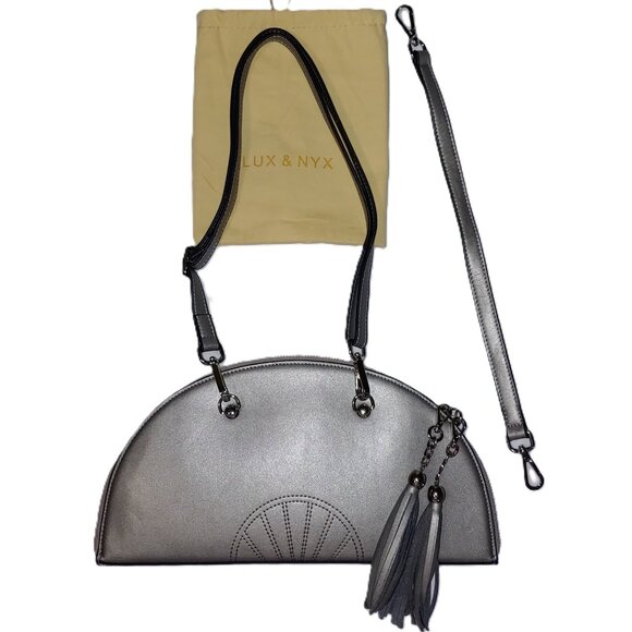 Lux and Nyx Fan Bag Convertible Crossbody Shoulder Bag Large version Silver Gray - Picture 9 of 12